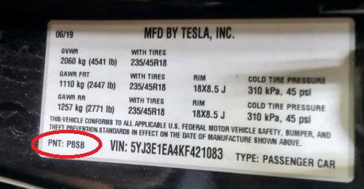 Como encontrar o código da tinta num automóvel TESLA